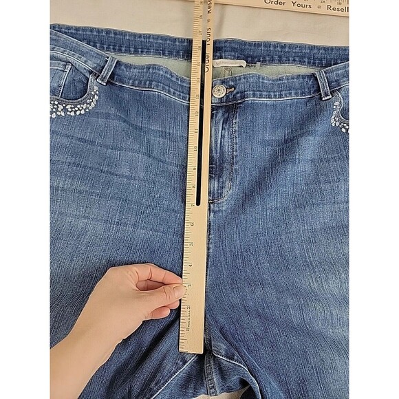 Soft Surroundinsg Jeans Womens 24 48x29 High Rise Boot Spangle Blue Stretch - Picture 9 of 16